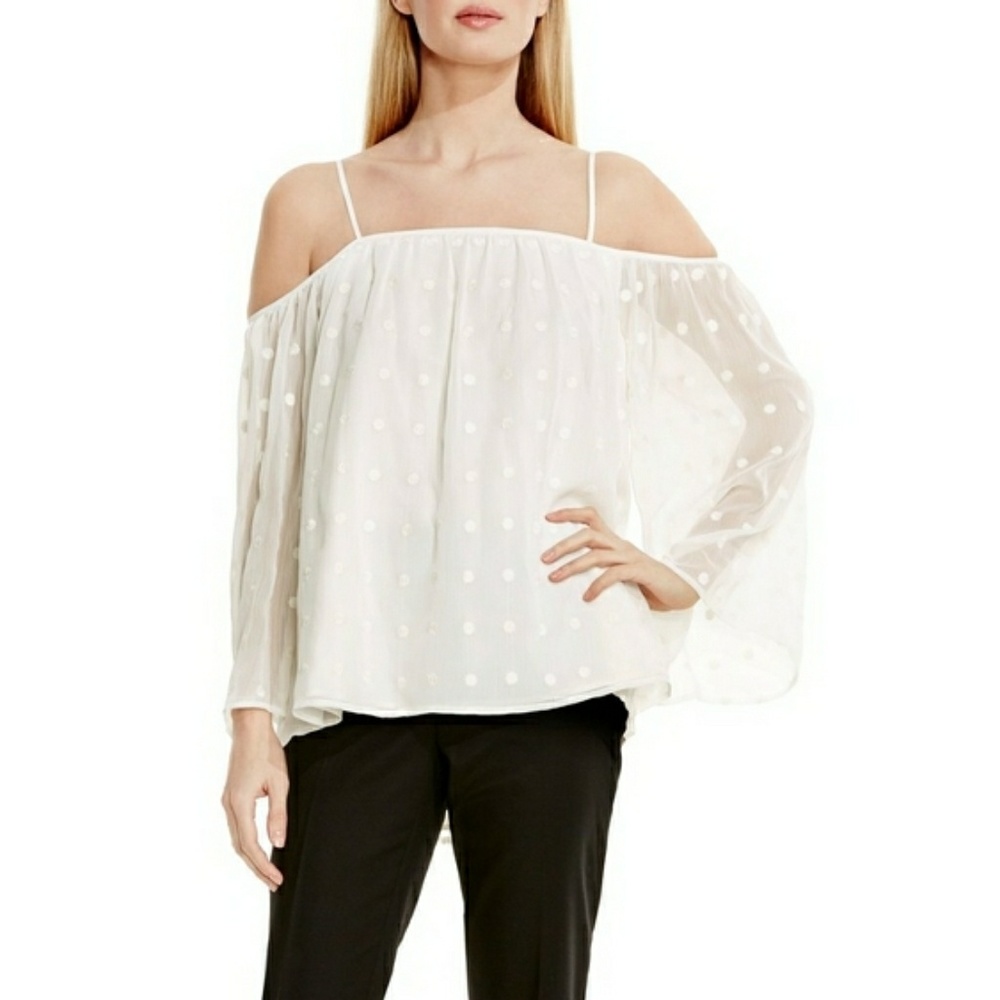 Vince Camuto Dotted Cold Shoulder Blouse
